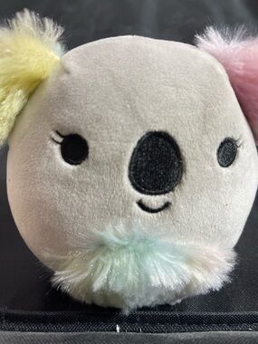 Lot. 2 Plush Koala Small Pet Toy - Pastel Yellow, Pink, Mint Accents